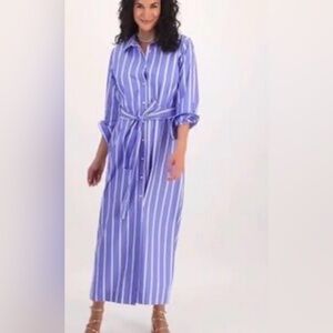 Chic Striped Long Sleeve Dress in Blue